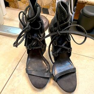 AllSaints Leather tie up heel 39